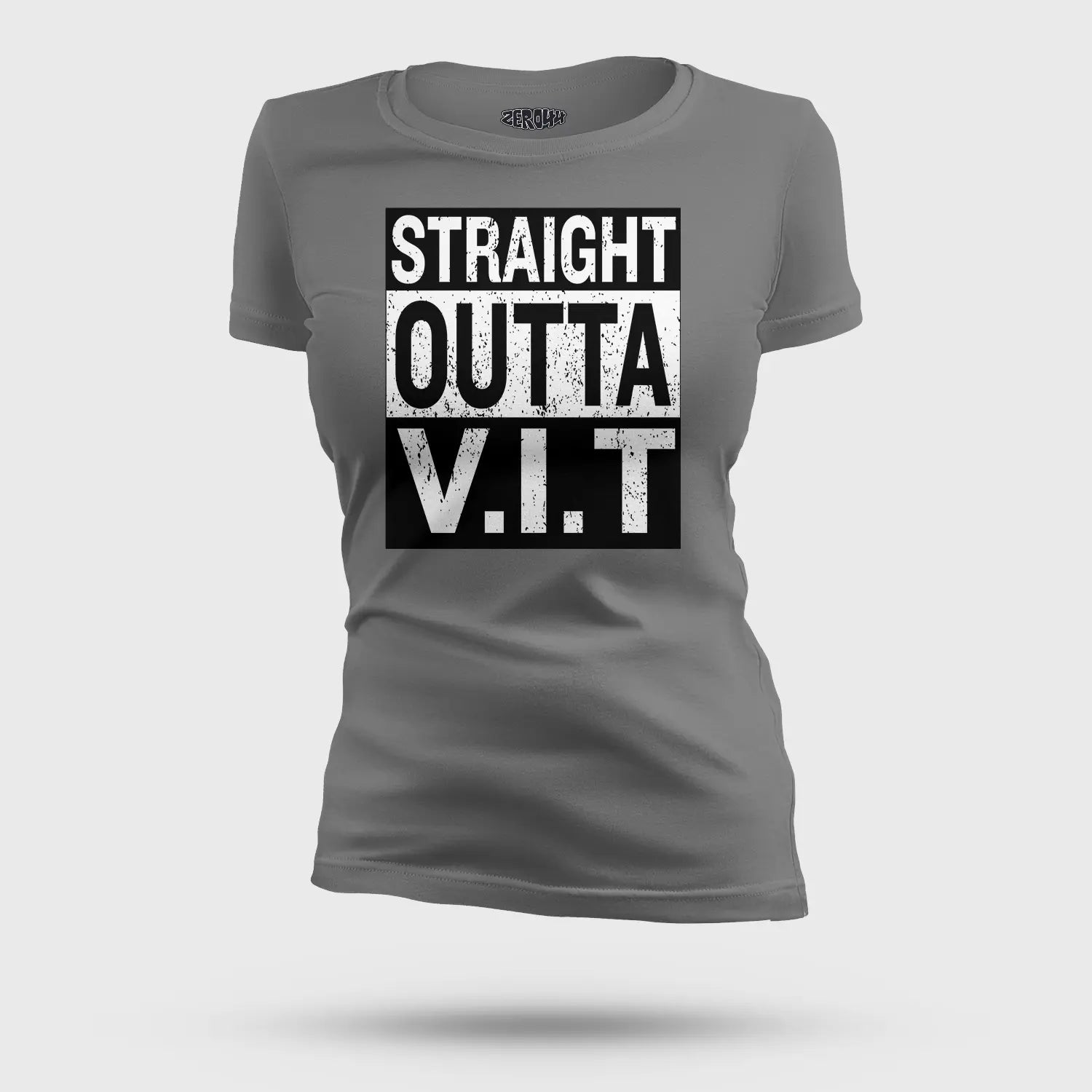 Straight Outta Vit Women's T-Shirt in Charcoal Melange Color