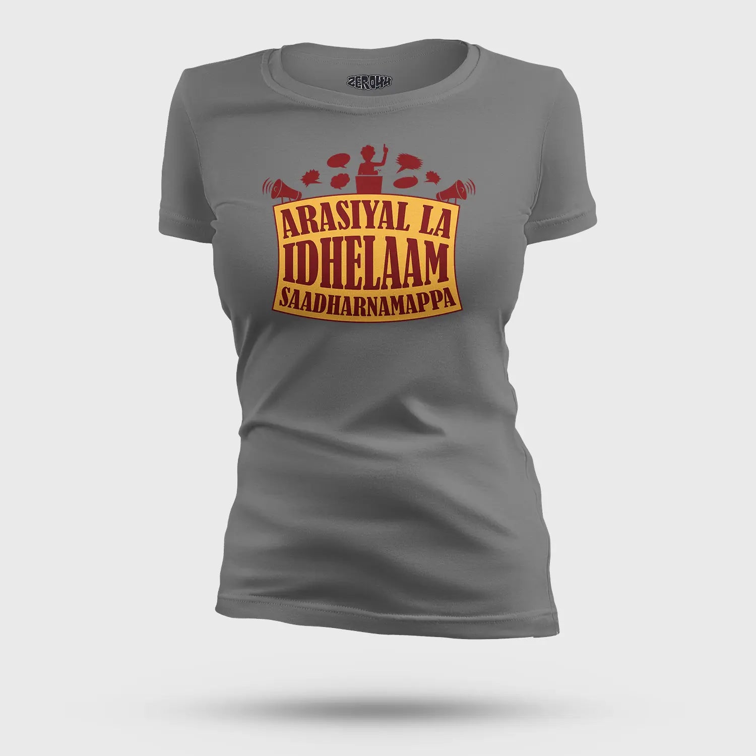 Arasiyal La Idhellam Saadharnamappa Women's T-Shirt in Charcoal Melange Color