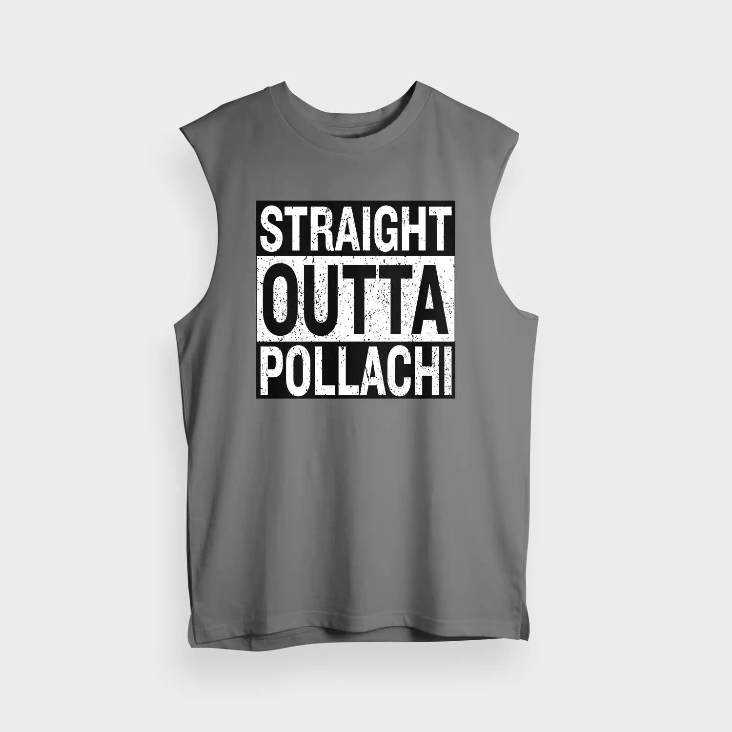 Straight Outta Pollachi Men/Unisex Tank Top in Charcoal Melange Color