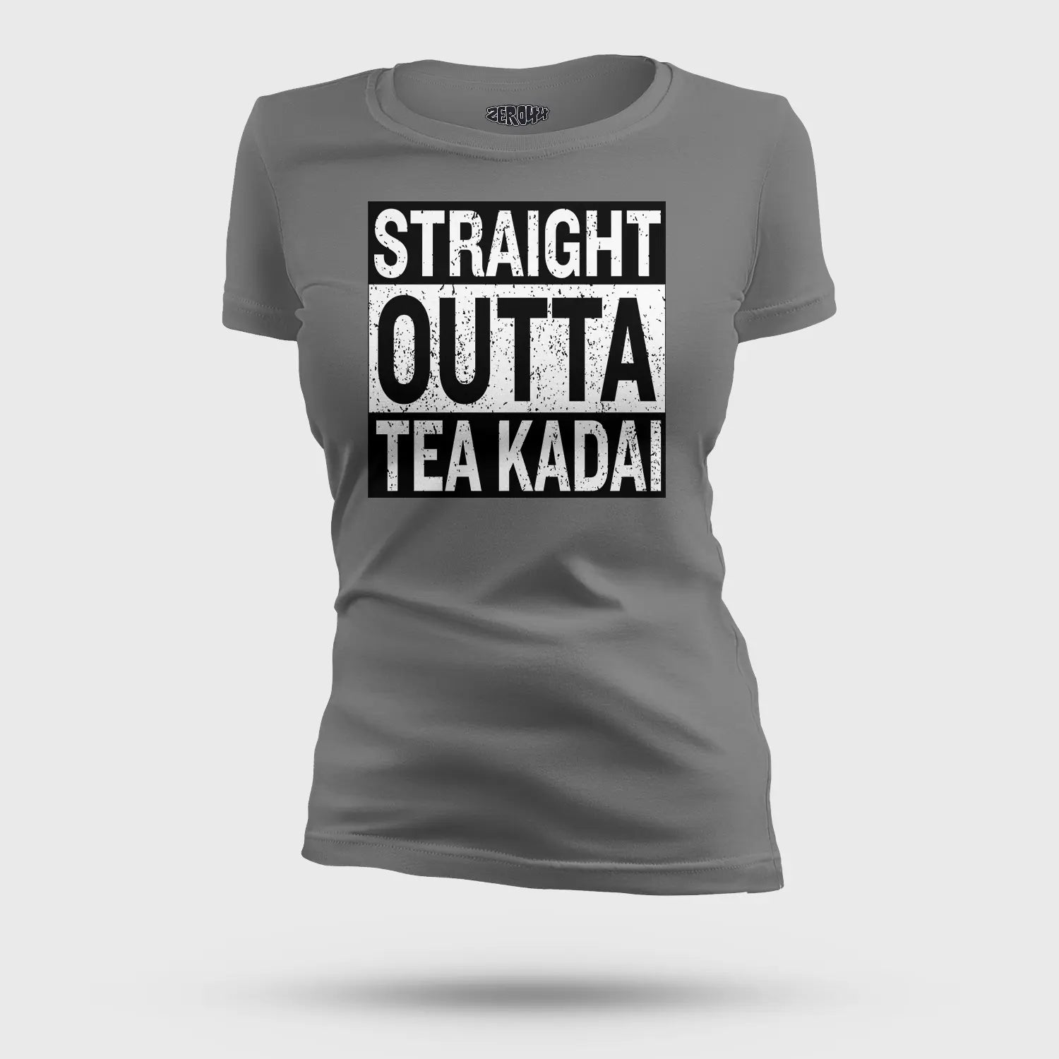 Straight Outta Tea Kadai Women's T-Shirt in Charcoal Melange Color