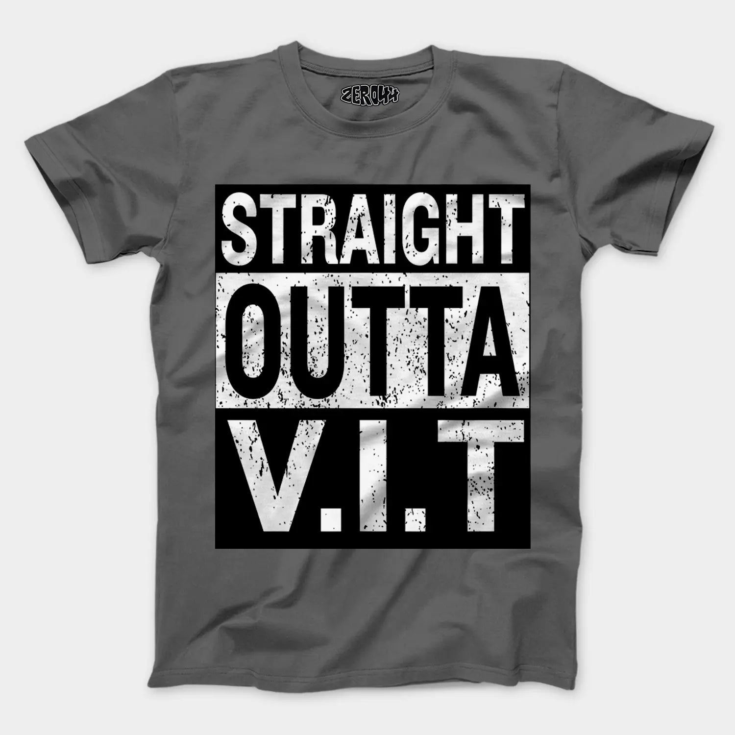 Straight Outta Vit Men/Unisex T-Shirt in Charcoal Melange Color