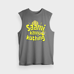 Saami Kannu Kuthing Men/Unisex Tank Top in Charcoal Melange Color