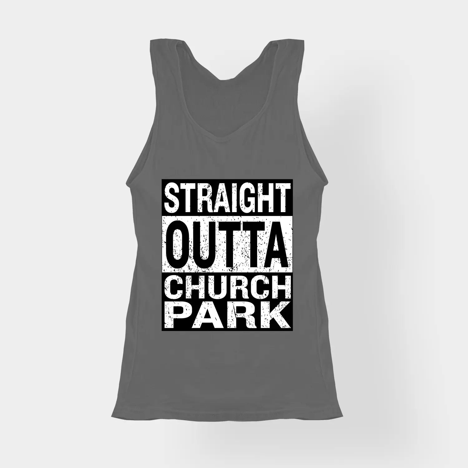 Straight Outta Church Park Women's Tank Top in Charcoal Melange Color