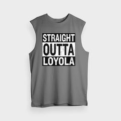 Straight Outta Loyola Men/Unisex Tank Top in Charcoal Melange Color