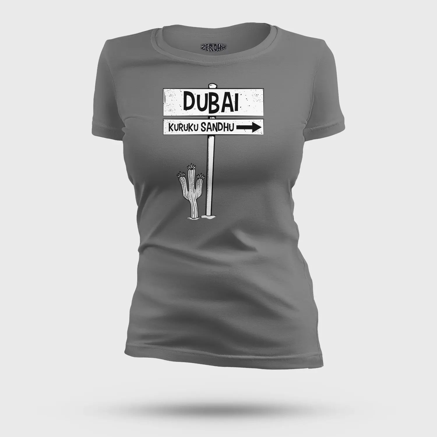 Dubai Kuruku Sandhu Women's T-Shirt in Charcoal Melange Color