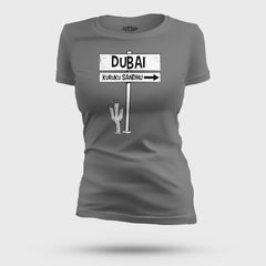 Dubai Kuruku Sandhu Women's T-Shirt in Charcoal Melange Color