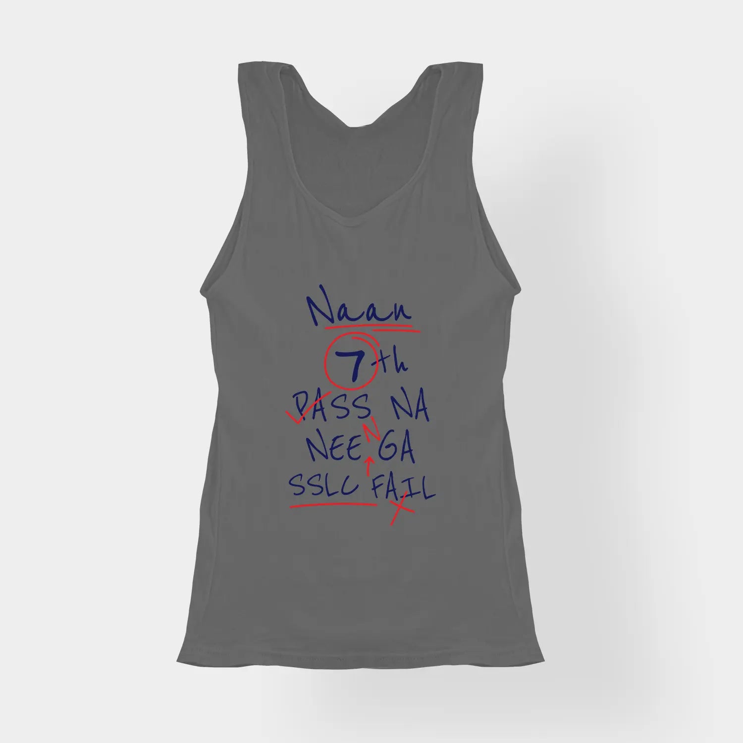 Naan 7Th Pass Na, Neenge Sslc Fail Women's Tank Top in Charcoal Melange Color