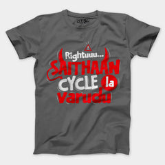 Rightuuu.. Saithaan Cycle La Varudhu Men/Unisex T-Shirt in Charcoal Melange Color