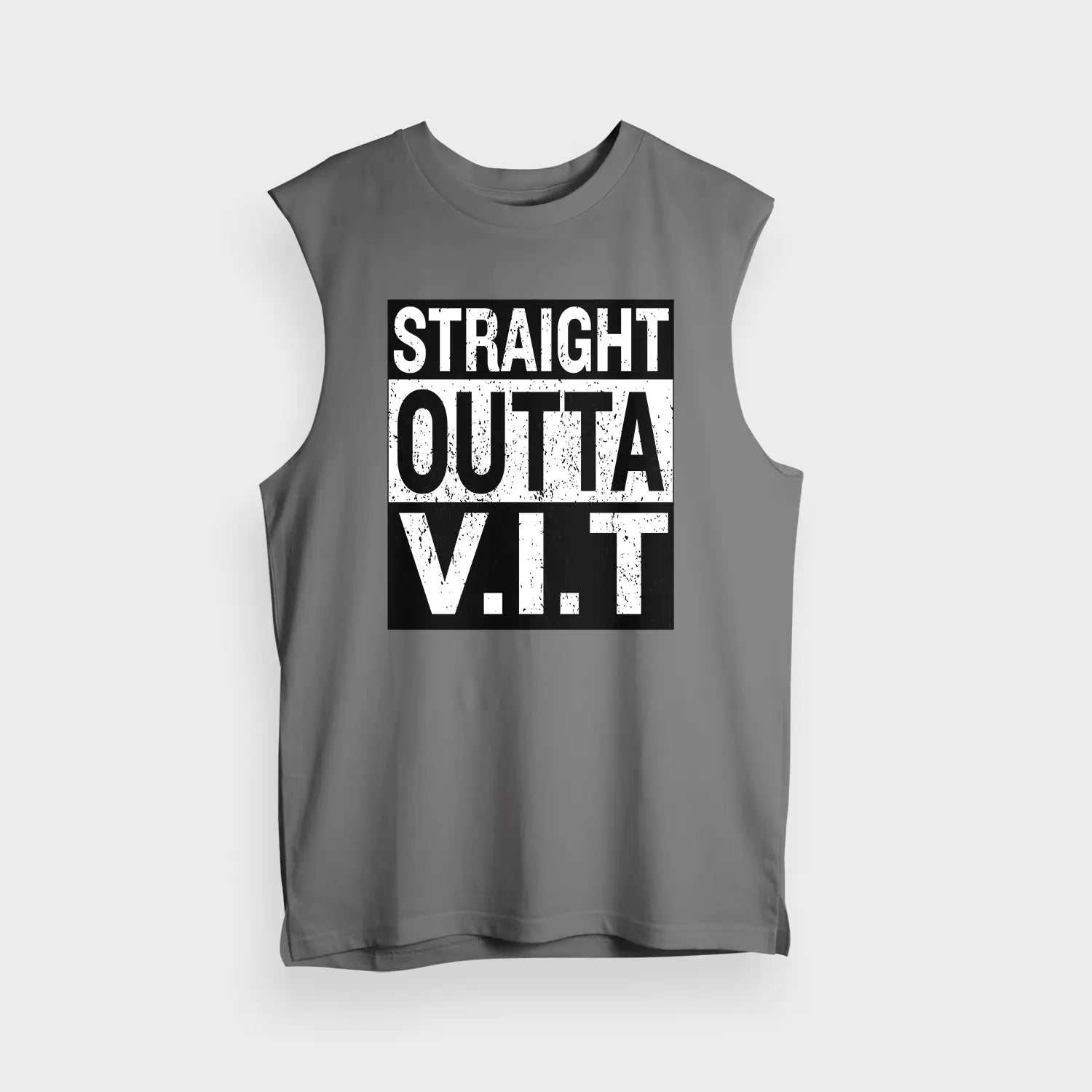 Straight Outta Vit Men/Unisex Tank Top in Charcoal Melange Color