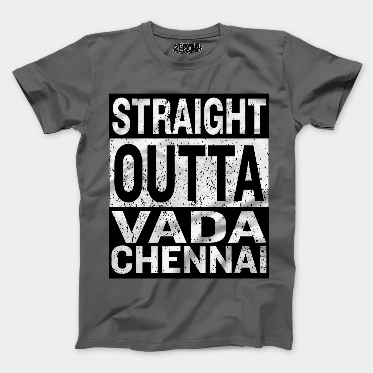 Straight Outta Vada Chennai Men/Unisex T-Shirt in Charcoal Melange Color