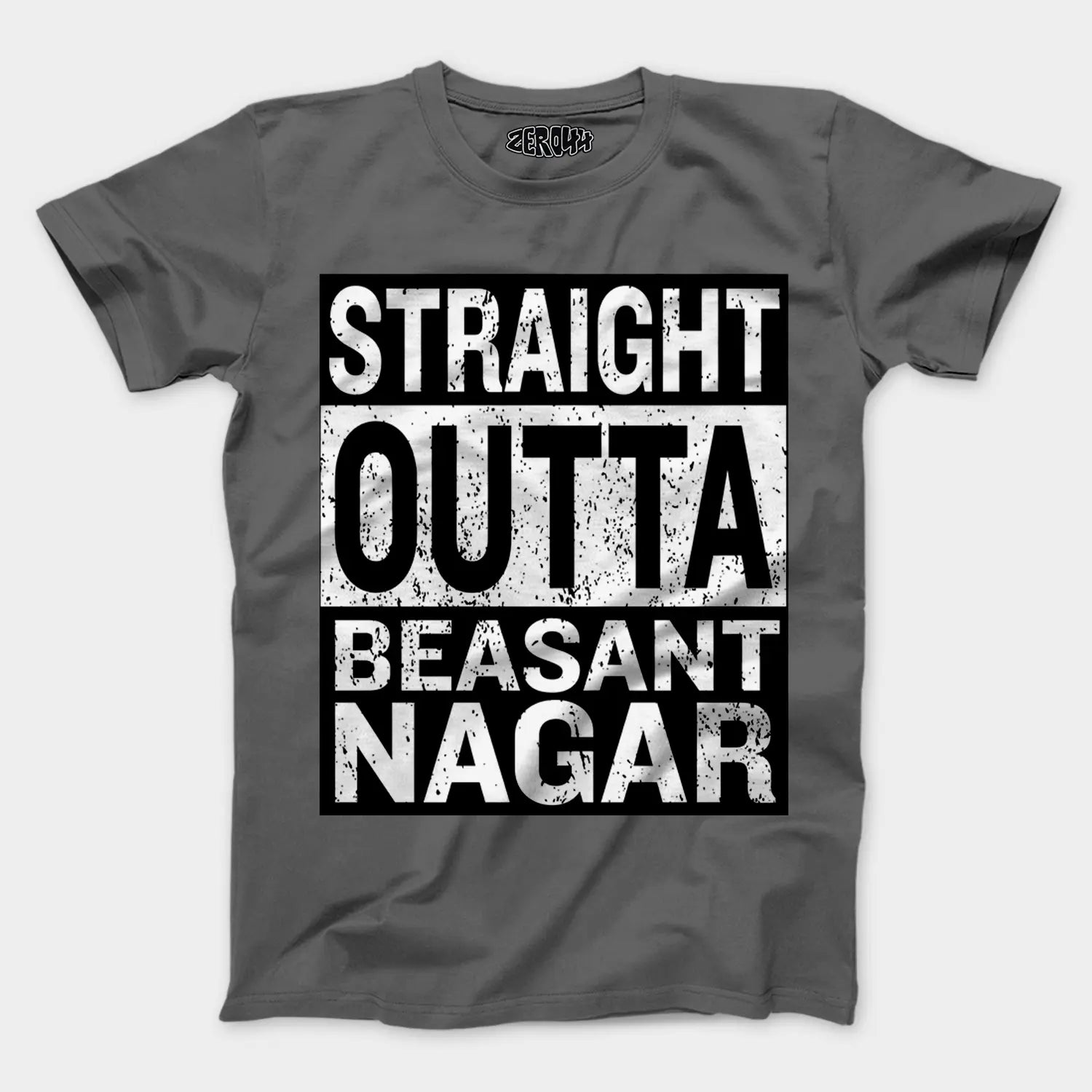 Straight Outta Beasant Nagar Men/Unisex T-Shirt in Charcoal Melange Color