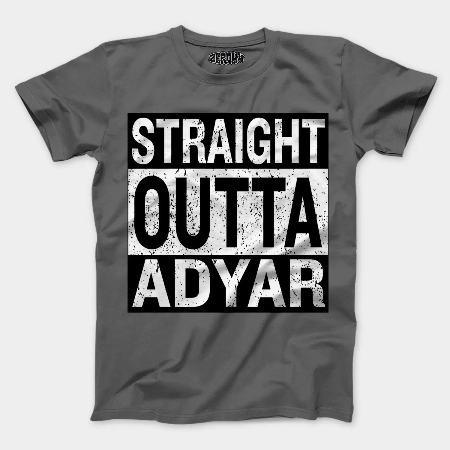 Straight Outta Adyar Men/Unisex T-Shirt in Charcoal Melange Color