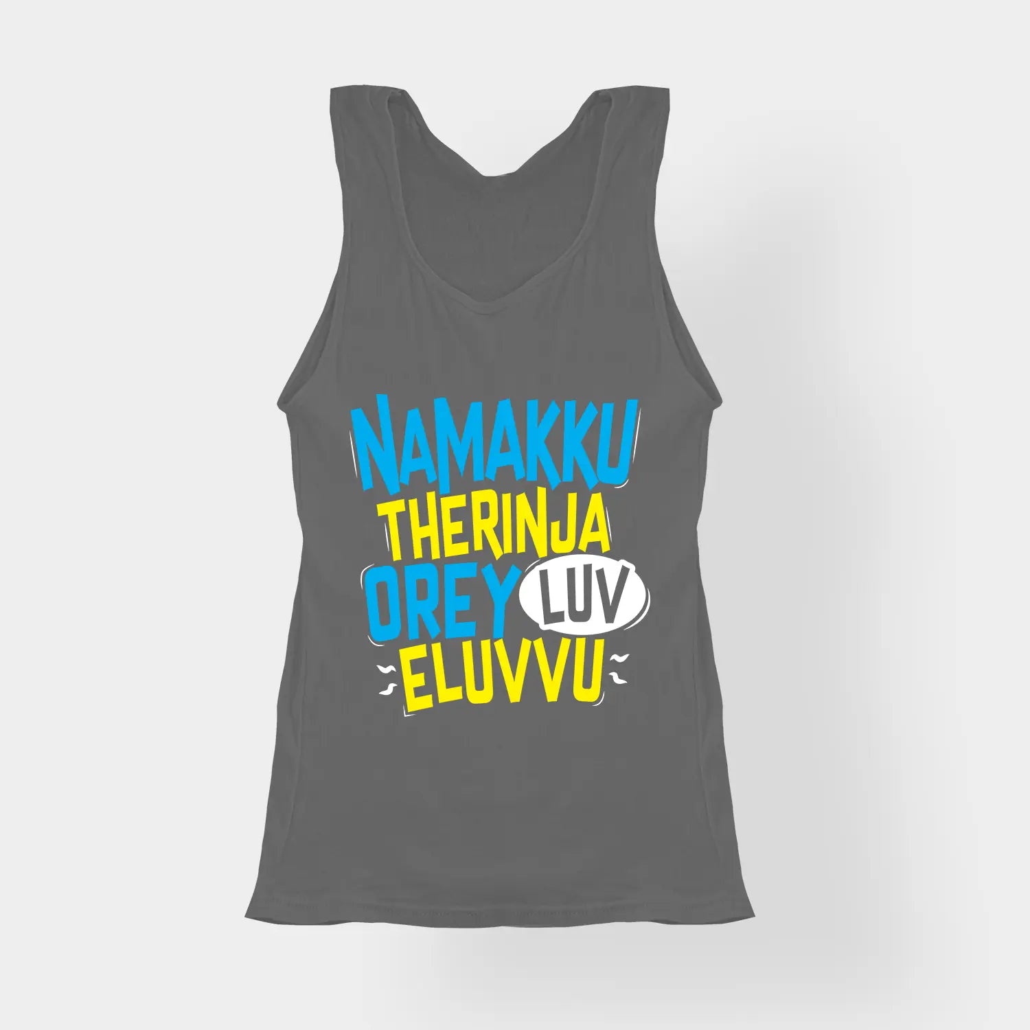 Namakku Therinja Orey Luv, Eluvvu Women's Tank Top in Charcoal Melange Color