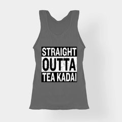 Straight Outta Tea Kadai Women's Tank Top in Charcoal Melange Color