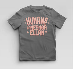 Humans Ah Da Neenga Ellam? Boys Round Neck T-Shirt in Charcoal Melange Color