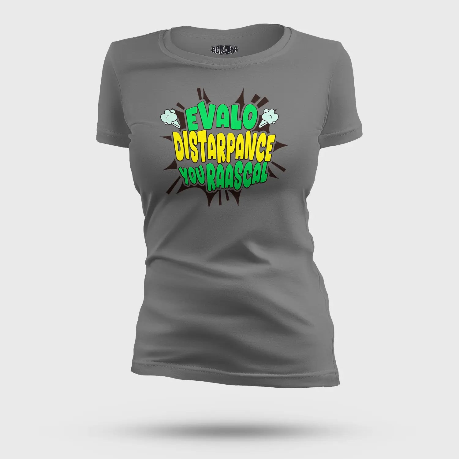 Evalo Distarpance You Raascal Women's T-Shirt in Charcoal Melange Color