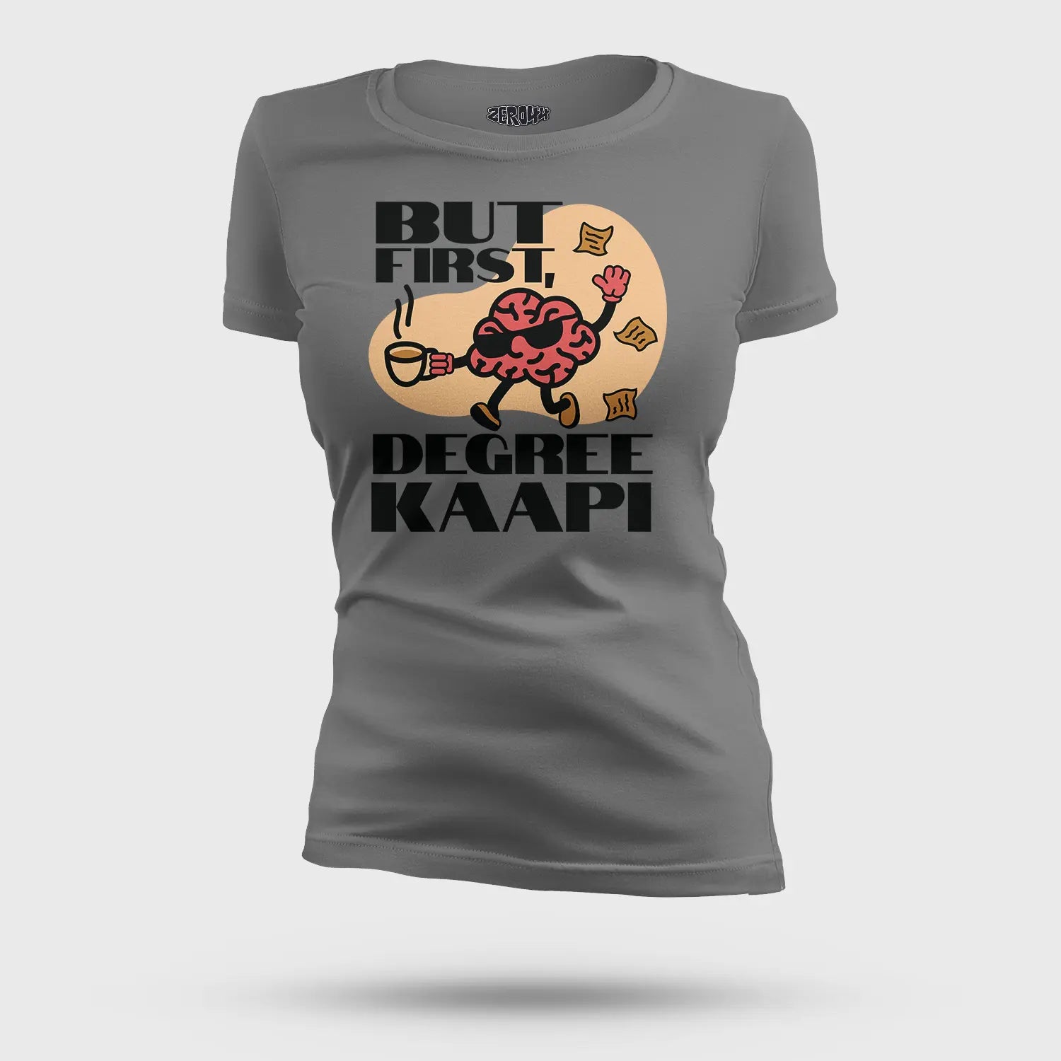 But First Degree Kaapi Women's T-Shirt in Charcoal Melange Color