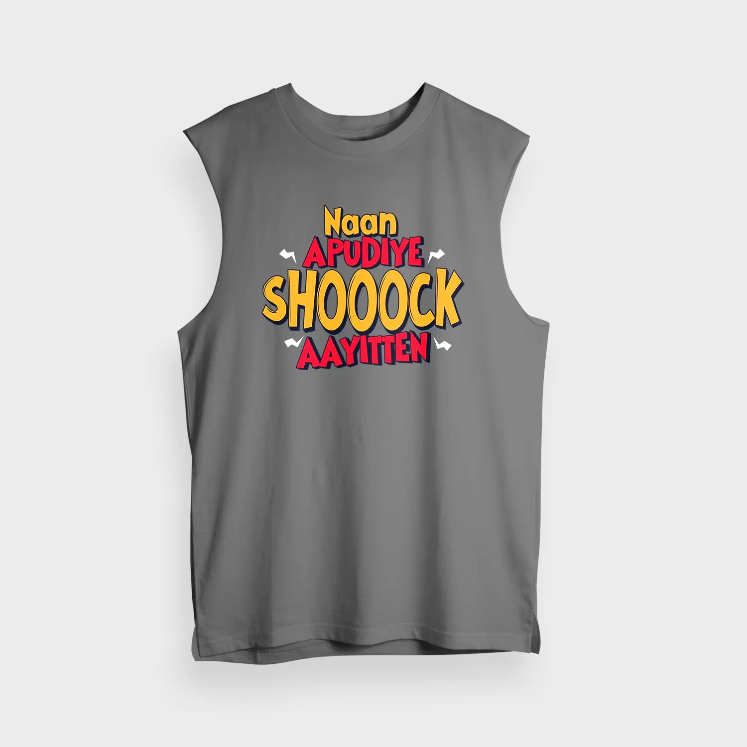 Naan Apudiye Shoooock Aayitten Men/Unisex Tank Top in Charcoal Melange Color
