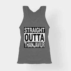 Straight Outta Thanjavur Women's Tank Top in Charcoal Melange Color