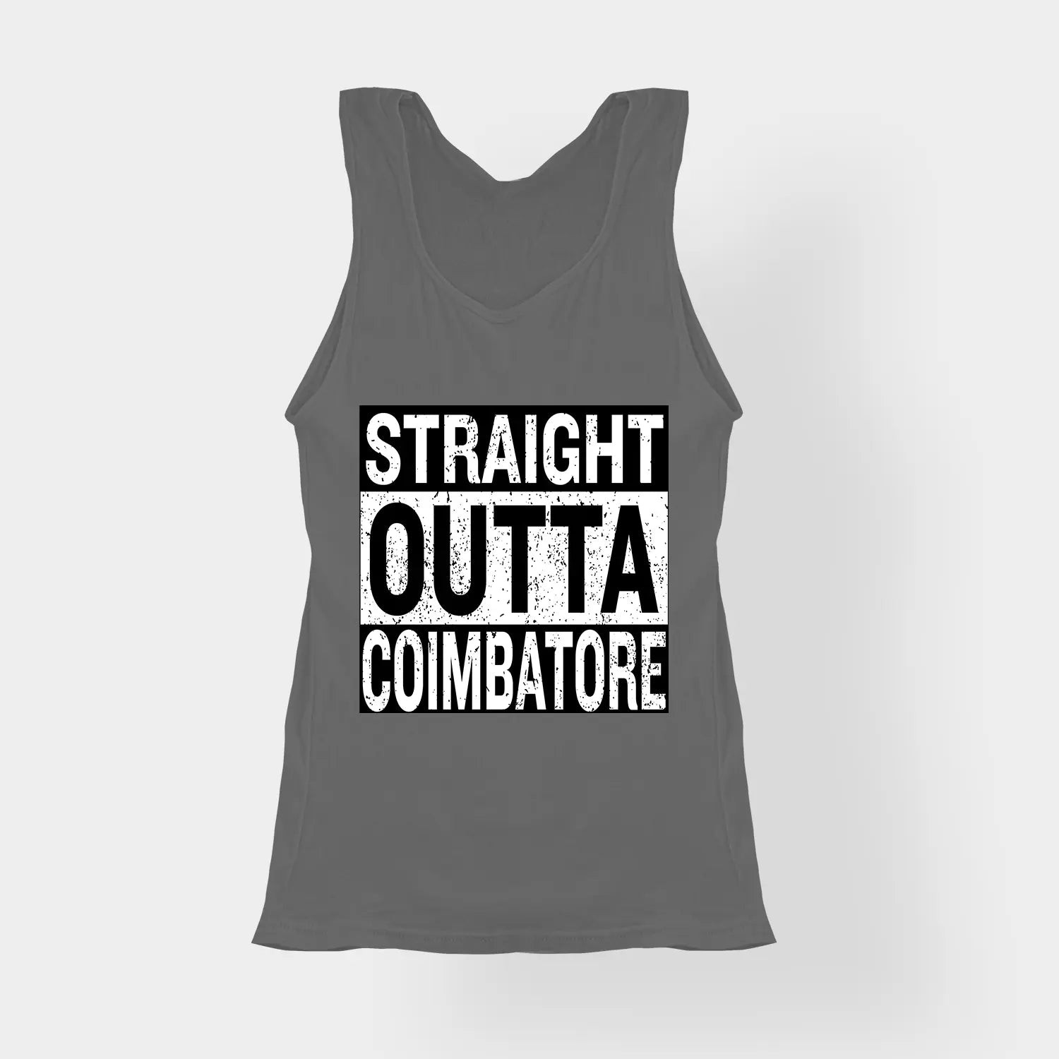 Straight Outta Coimbatore Women's Tank Top in Charcoal Melange Color