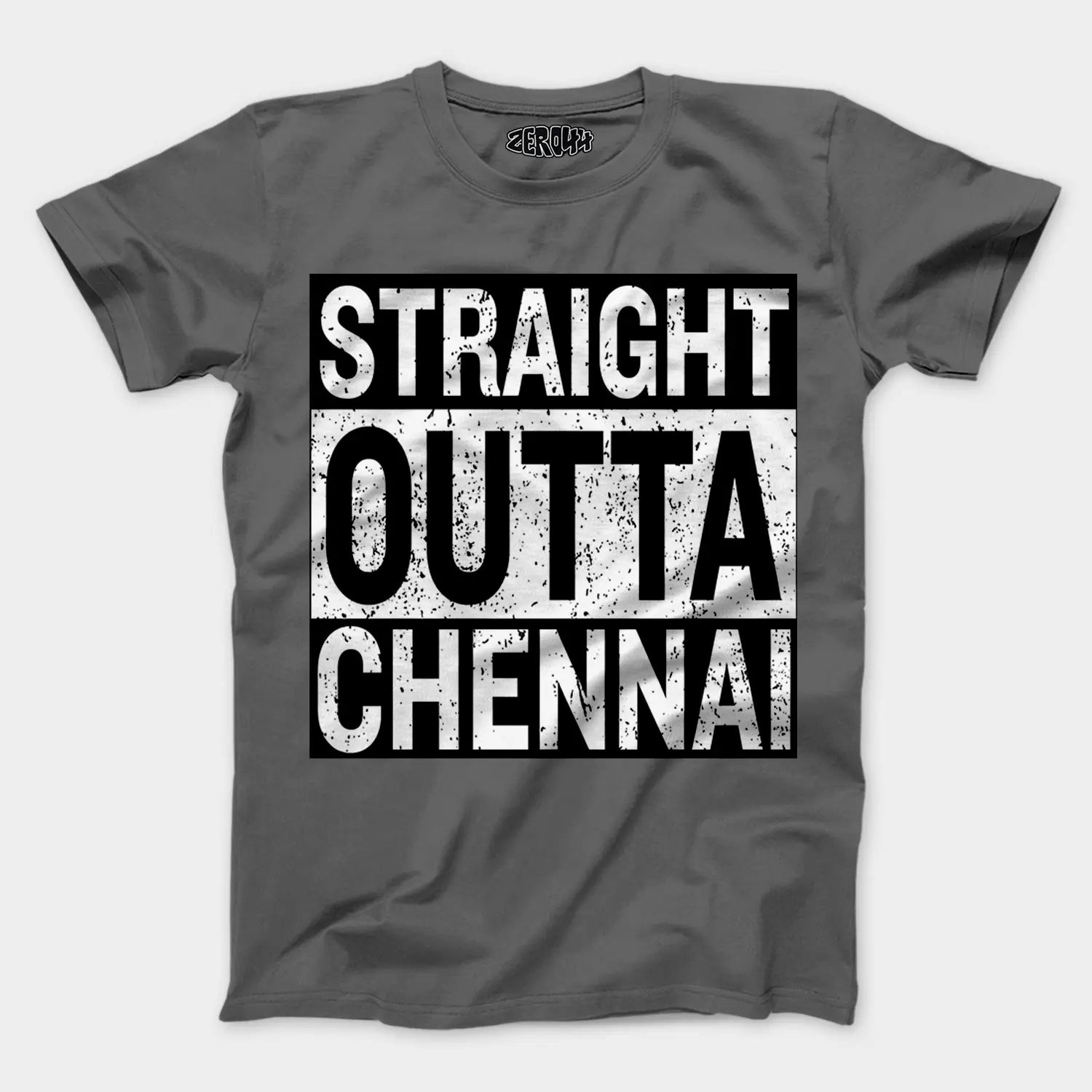 Straight Outta Chennai Men/Unisex T-Shirt in Charcoal Melange Color