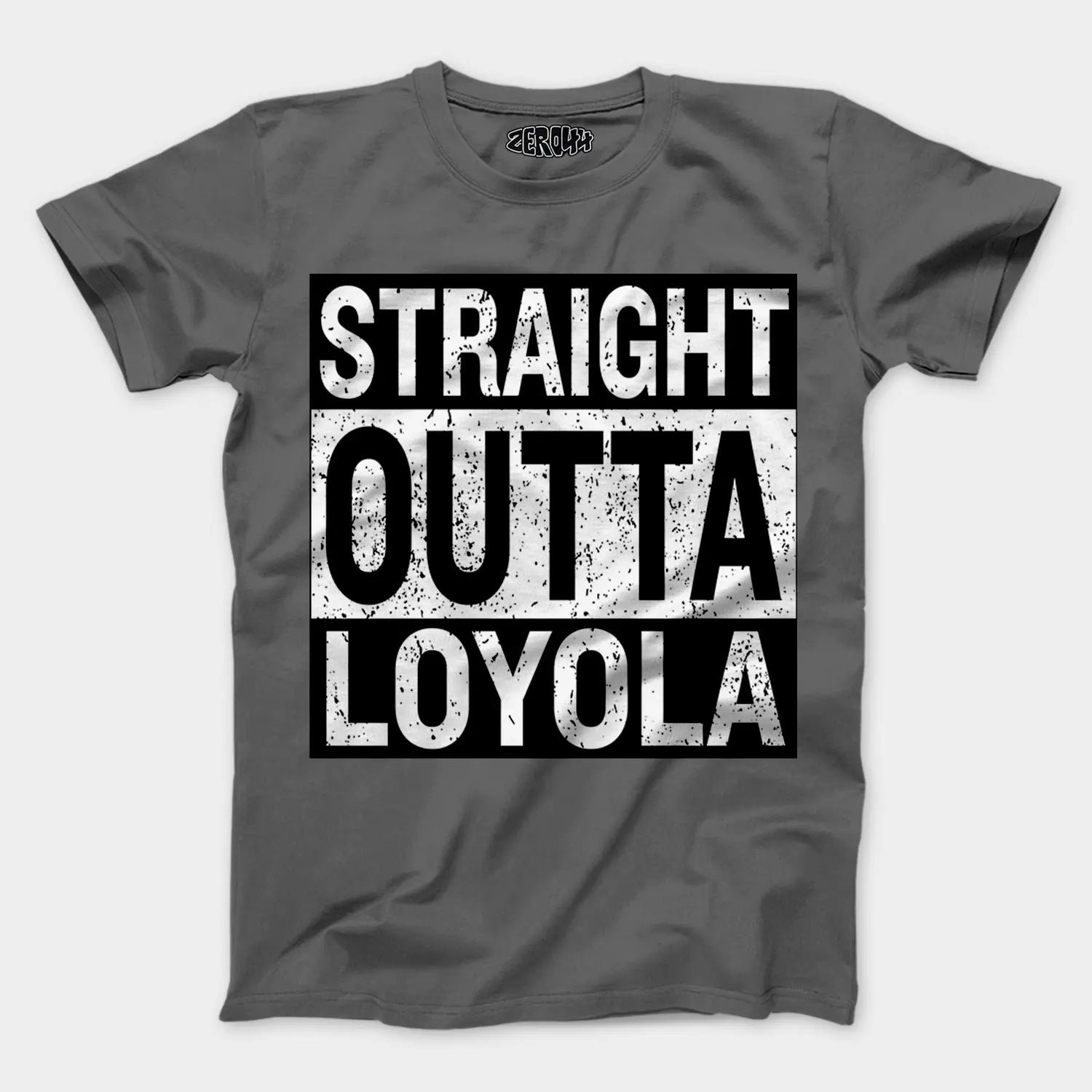 Straight Outta Loyola Men/Unisex T-Shirt in Charcoal Melange Color