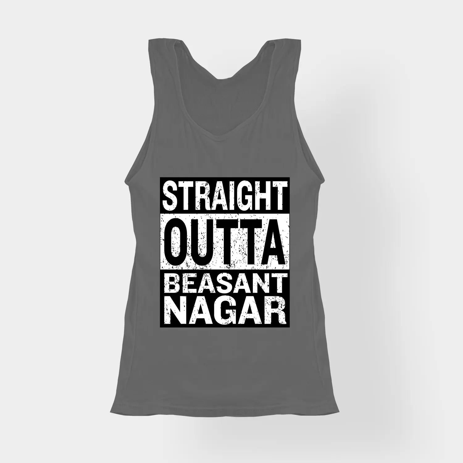 Straight Outta Beasant Nagar Women's Tank Top in Charcoal Melange Color