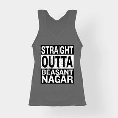 Straight Outta Beasant Nagar Women's Tank Top in Charcoal Melange Color