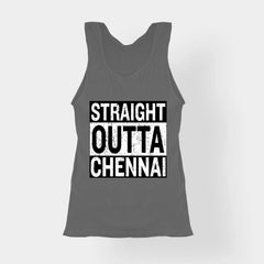 Straight Outta Chennai Women's Tank Top in Charcoal Melange Color