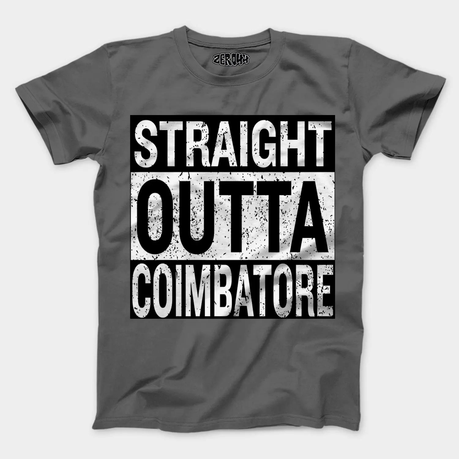 Straight Outta Coimbatore Men/Unisex T-Shirt in Charcoal Melange Color