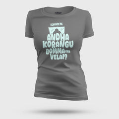 Echuuse Me Andha Korangu Bomma Ena Velai Women's T-Shirt in Charcoal Melange Color
