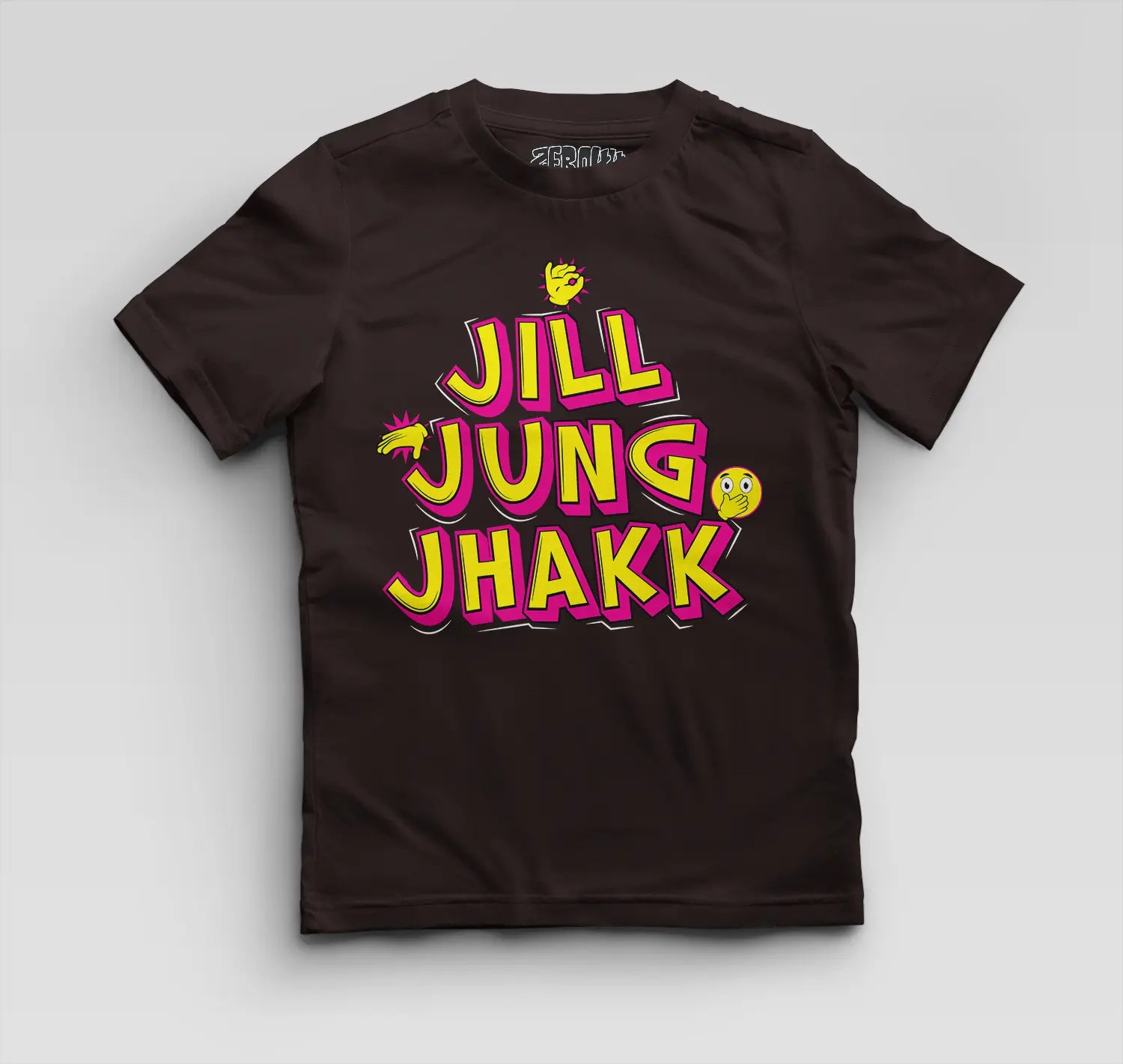 Jill Jung Jhakk Boys Round Neck T-Shirt in Coffee Brown Color