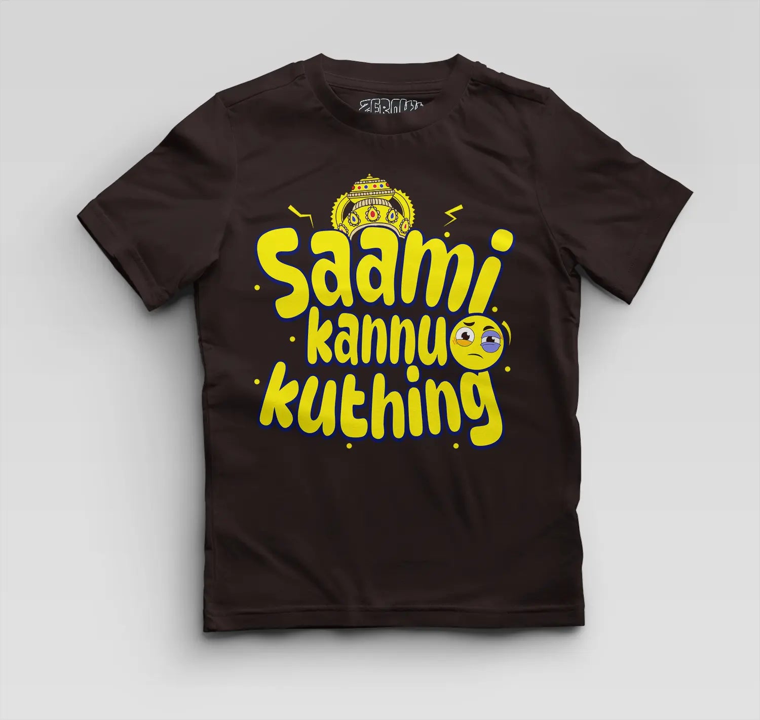 Saami Kannu Kuthing Boys Round Neck T-Shirt in Coffee Brown Color