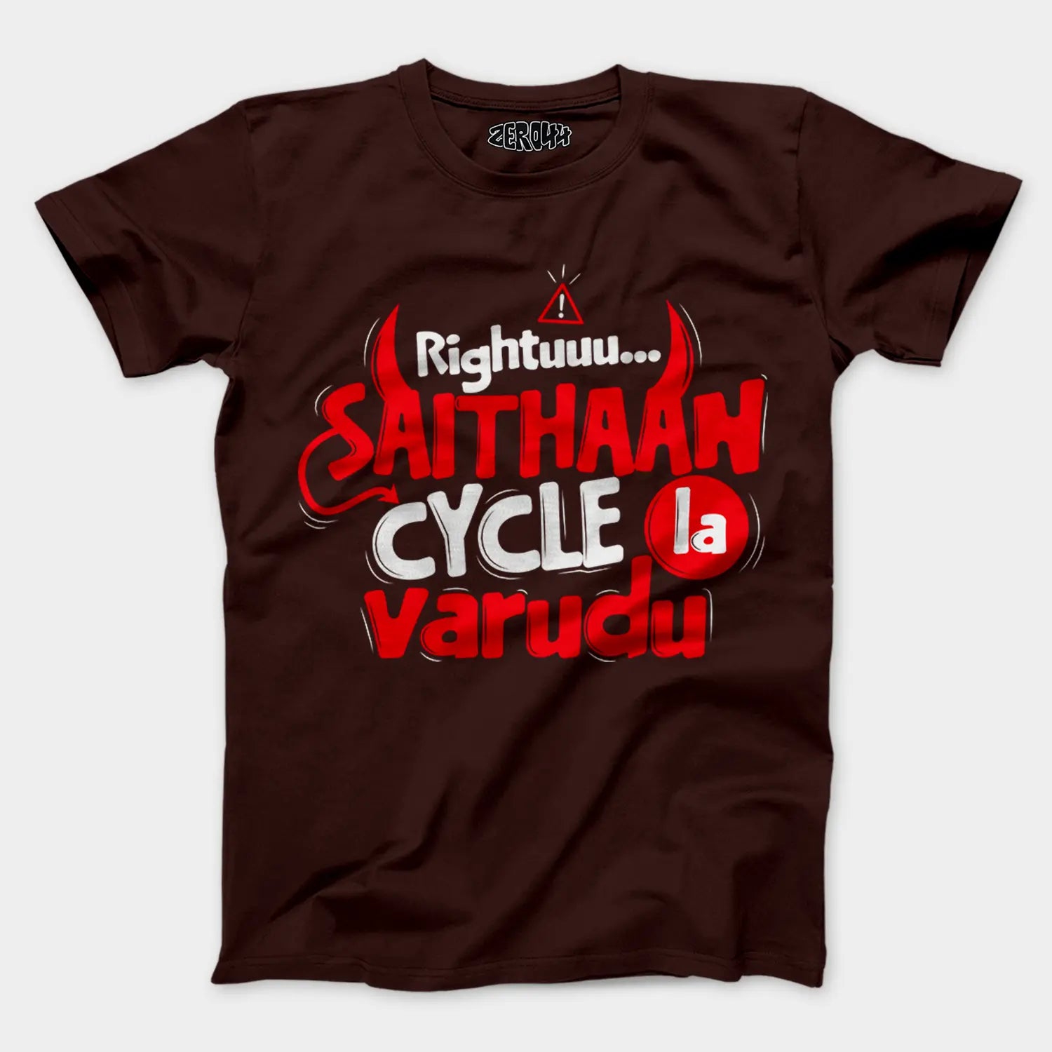 Rightuuu.. Saithaan Cycle La Varudhu Men/Unisex T-Shirt in Coffee Brown Color