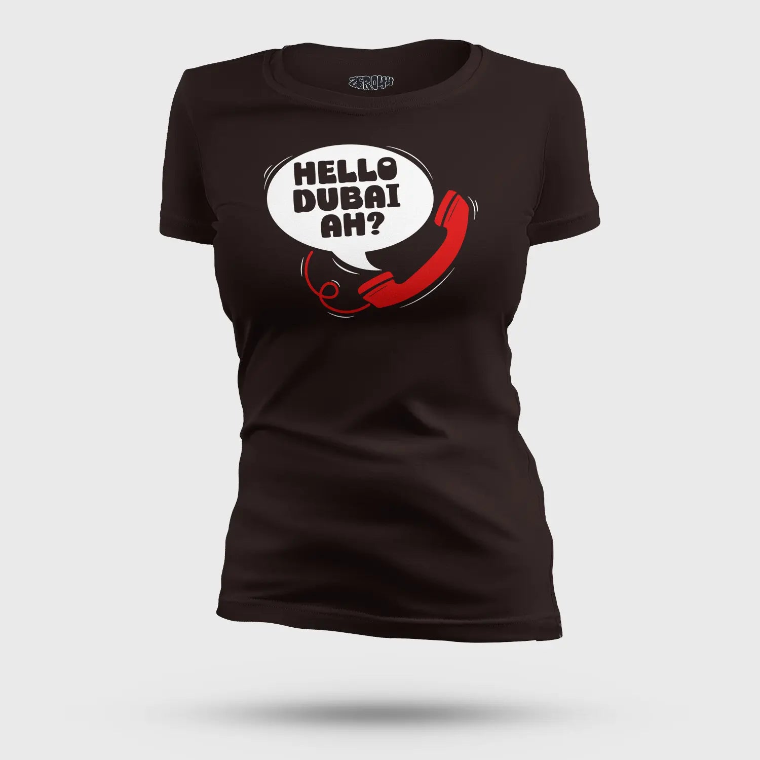 Hello Dubai Ah? Women's T-Shirt in Coffee Brown Color