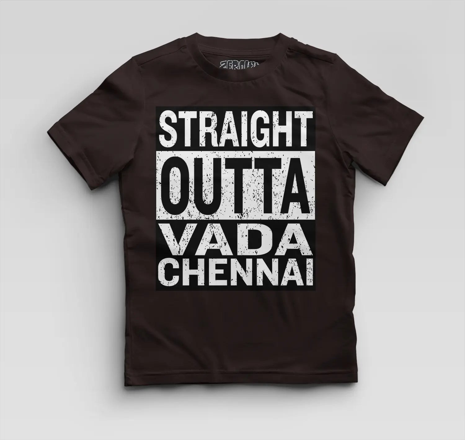 Straight Outta Vada Chennai Boys Round Neck T-Shirt in Coffee Brown Color