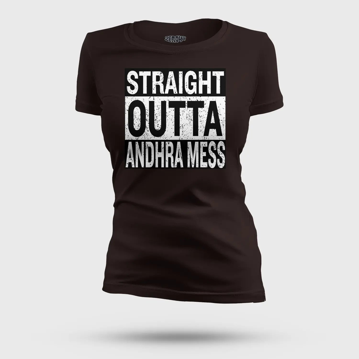 Straight Outta Andhra Mess Women's T-Shirt in Coffee Brown Color