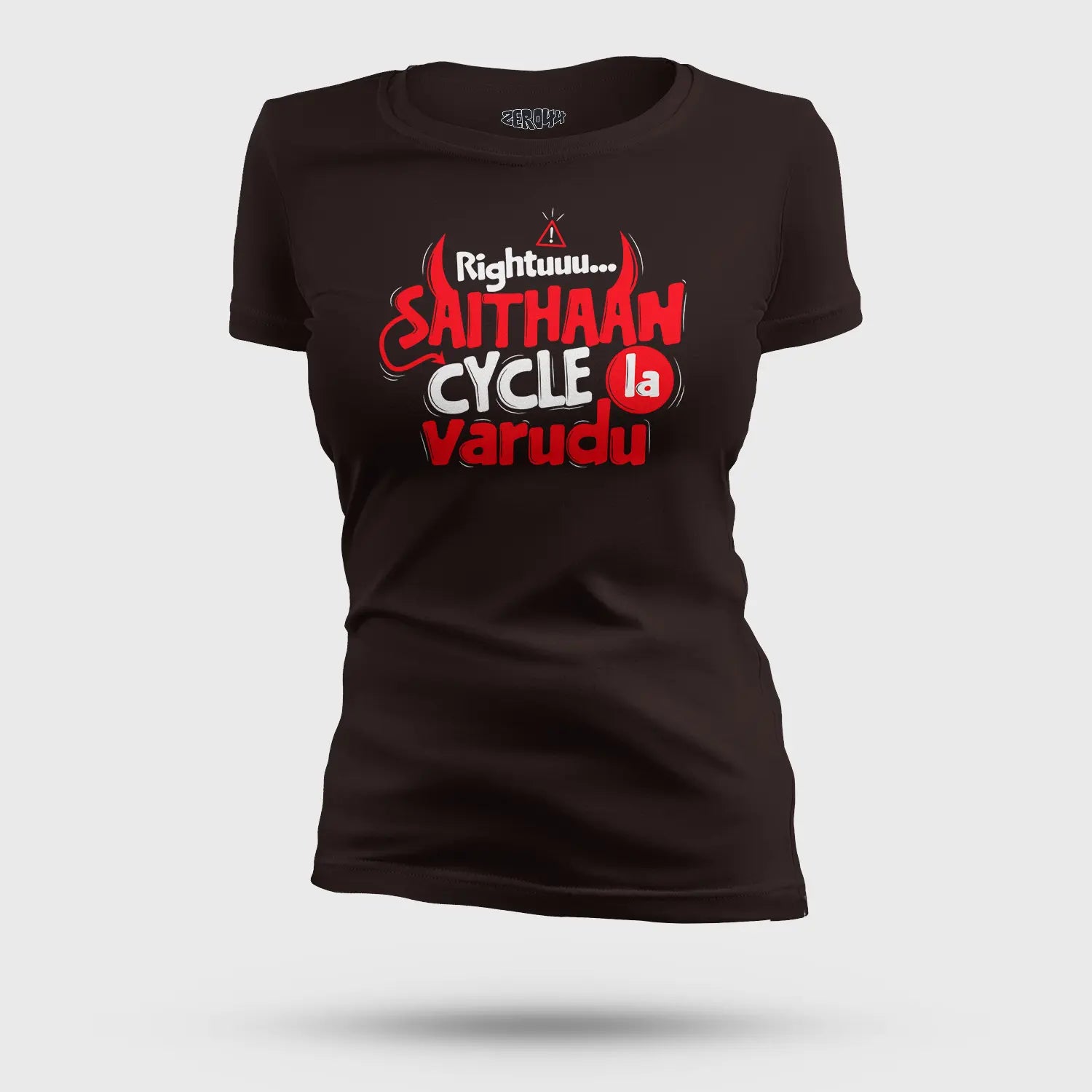 Rightuuu.. Saithaan Cycle La Varudhu Women's T-Shirt in Coffee Brown Color