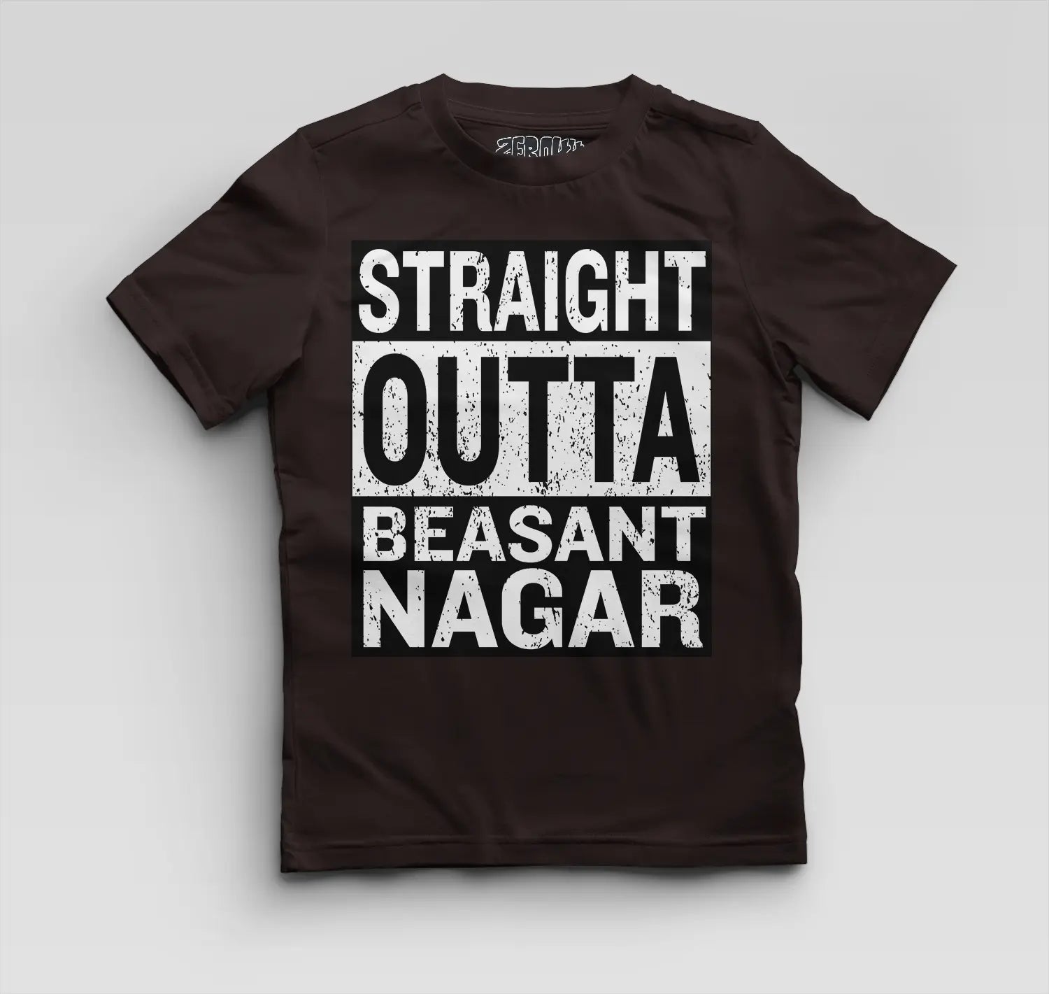 Straight Outta Beasant Nagar Boys Round Neck T-Shirt in Coffee Brown Color