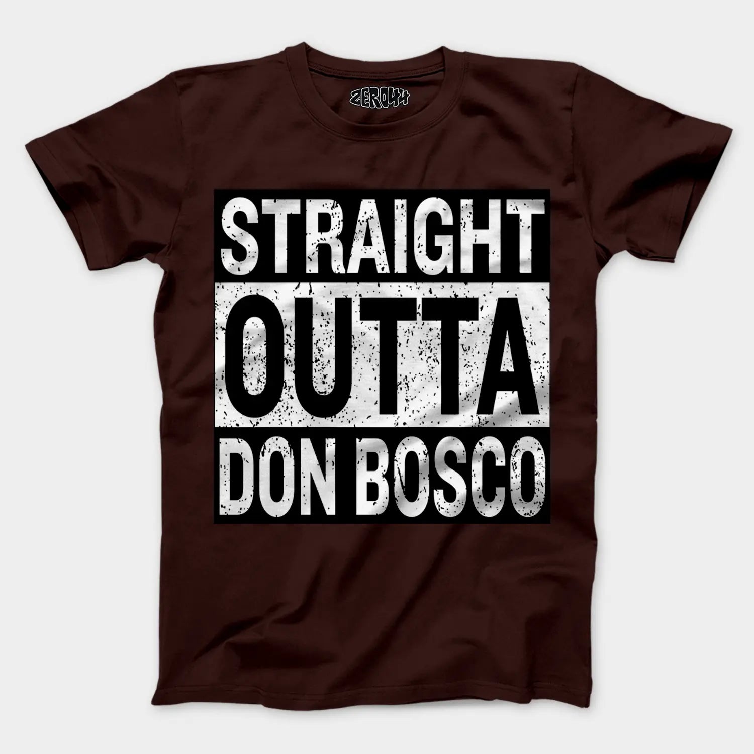 Straight Outta Don Bosco Men/Unisex T-Shirt in Coffee Brown Color
