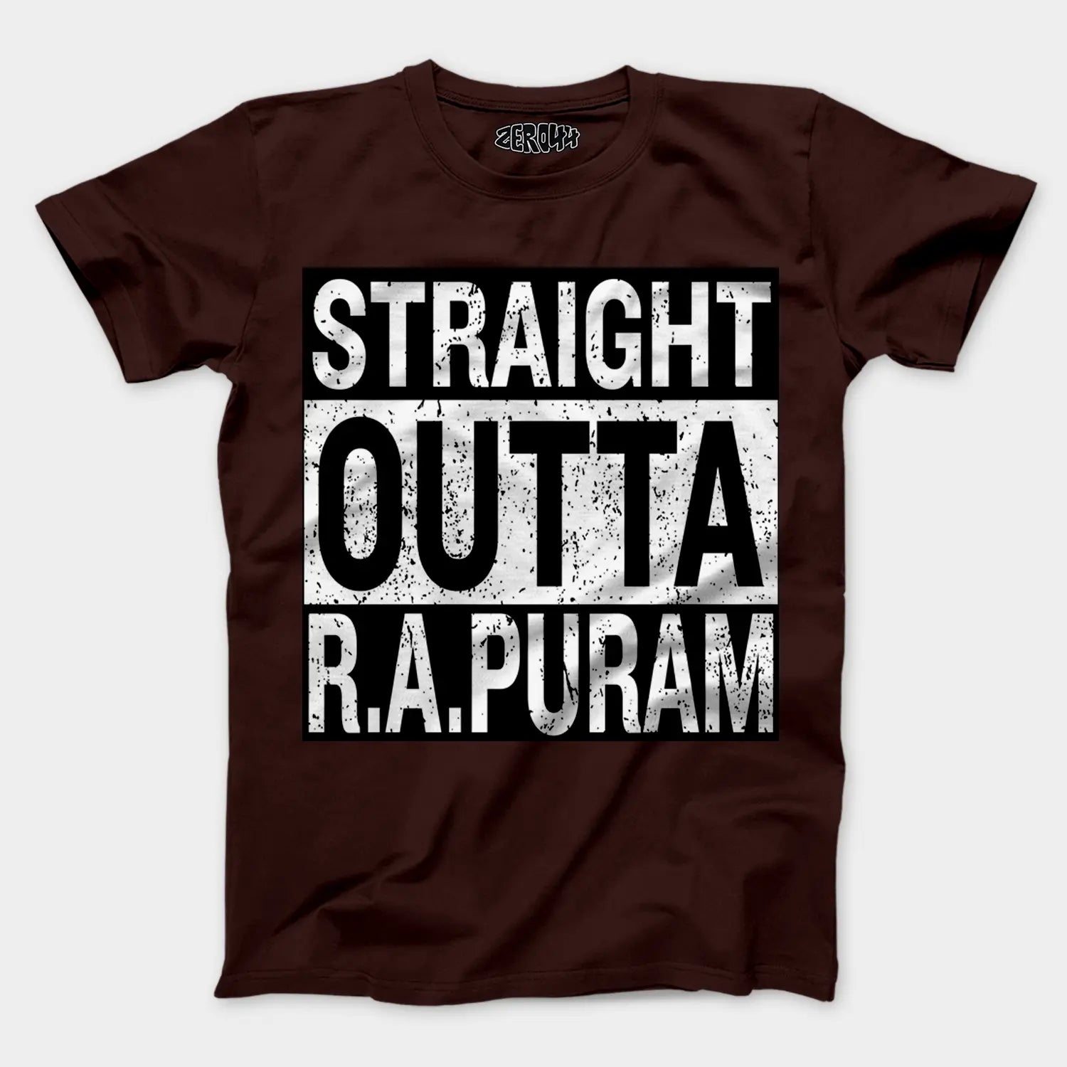 Straight Outta R.a Puram Men/Unisex T-Shirt in Coffee Brown Color