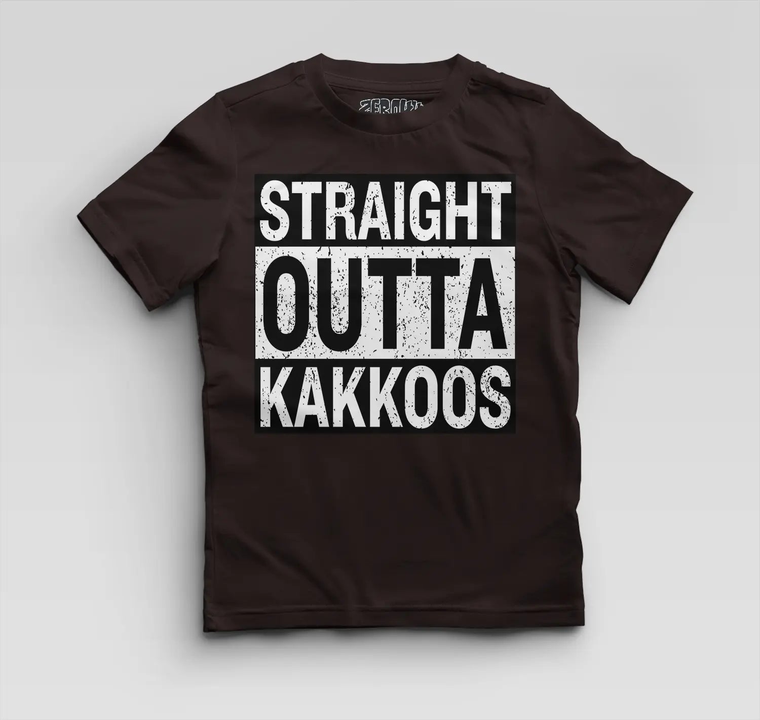 Straight Outta Kakkoos Boys Round Neck T-Shirt in Coffee Brown Color