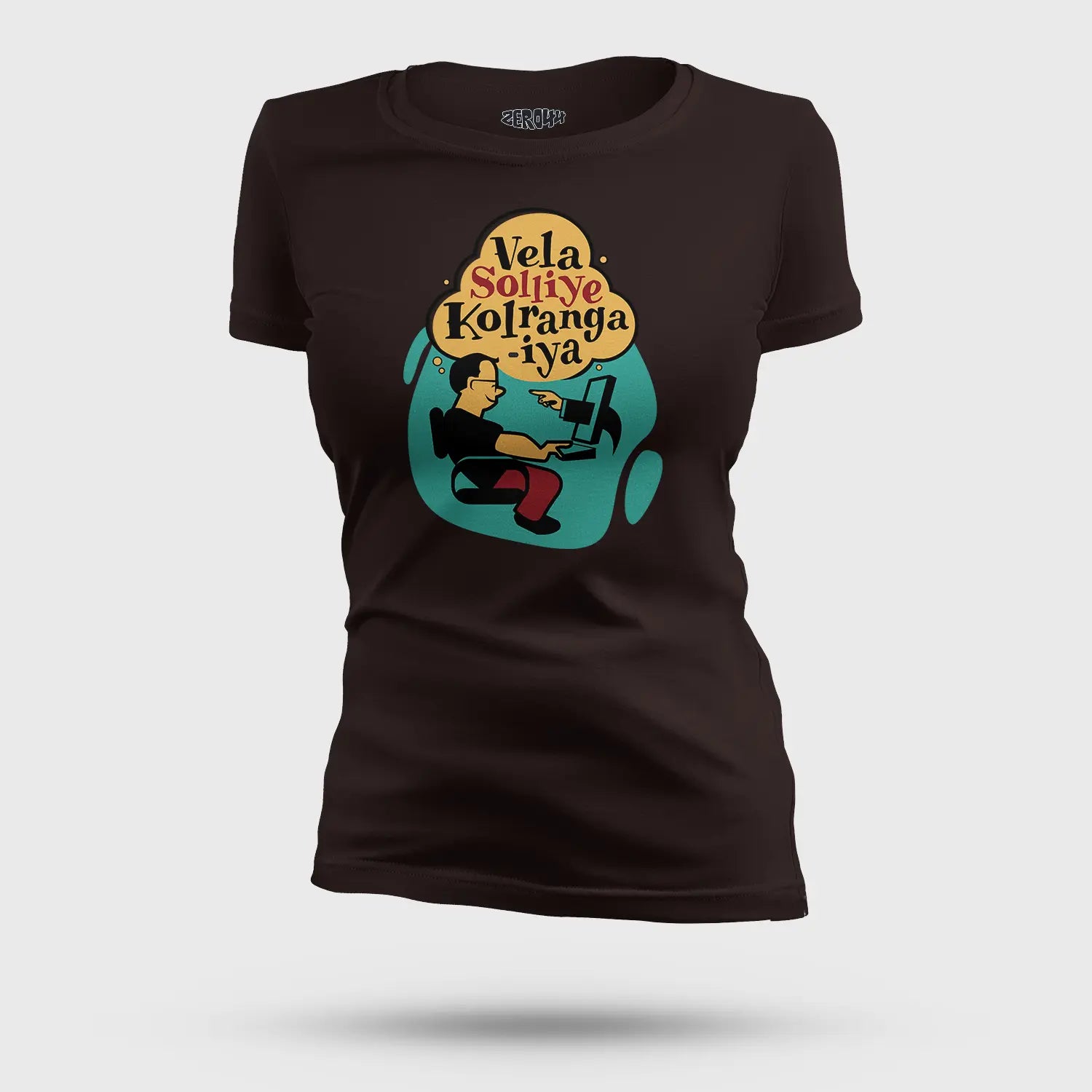Vela Soliye Kolrangaiya Women's T-Shirt in Coffee Brown Color