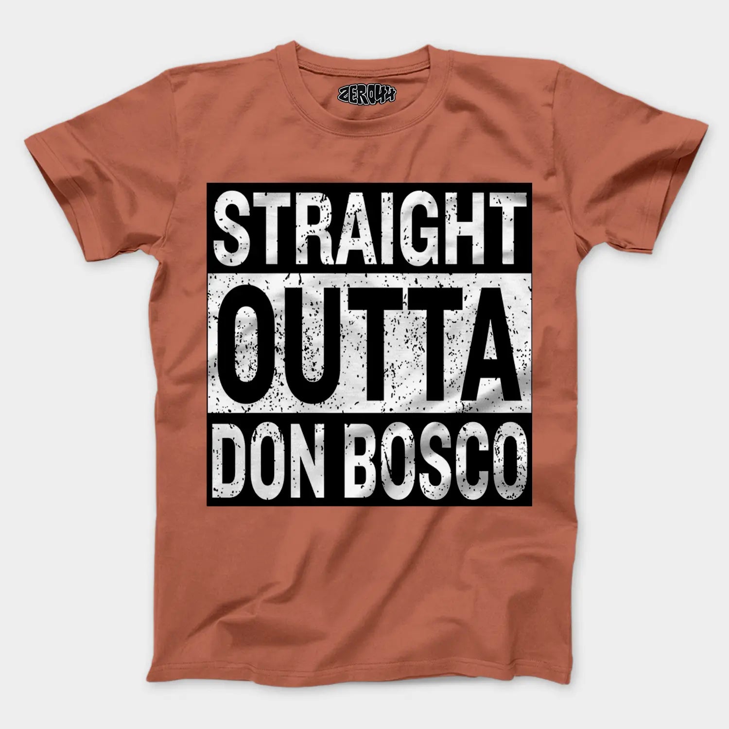 Straight Outta Don Bosco Men/Unisex T-Shirt in Copper Color