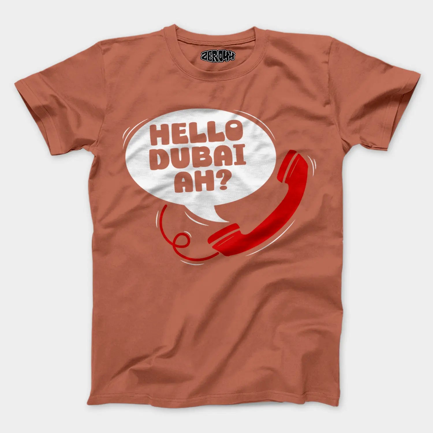 Hello Dubai Ah? Men/Unisex T-Shirt in Copper Color
