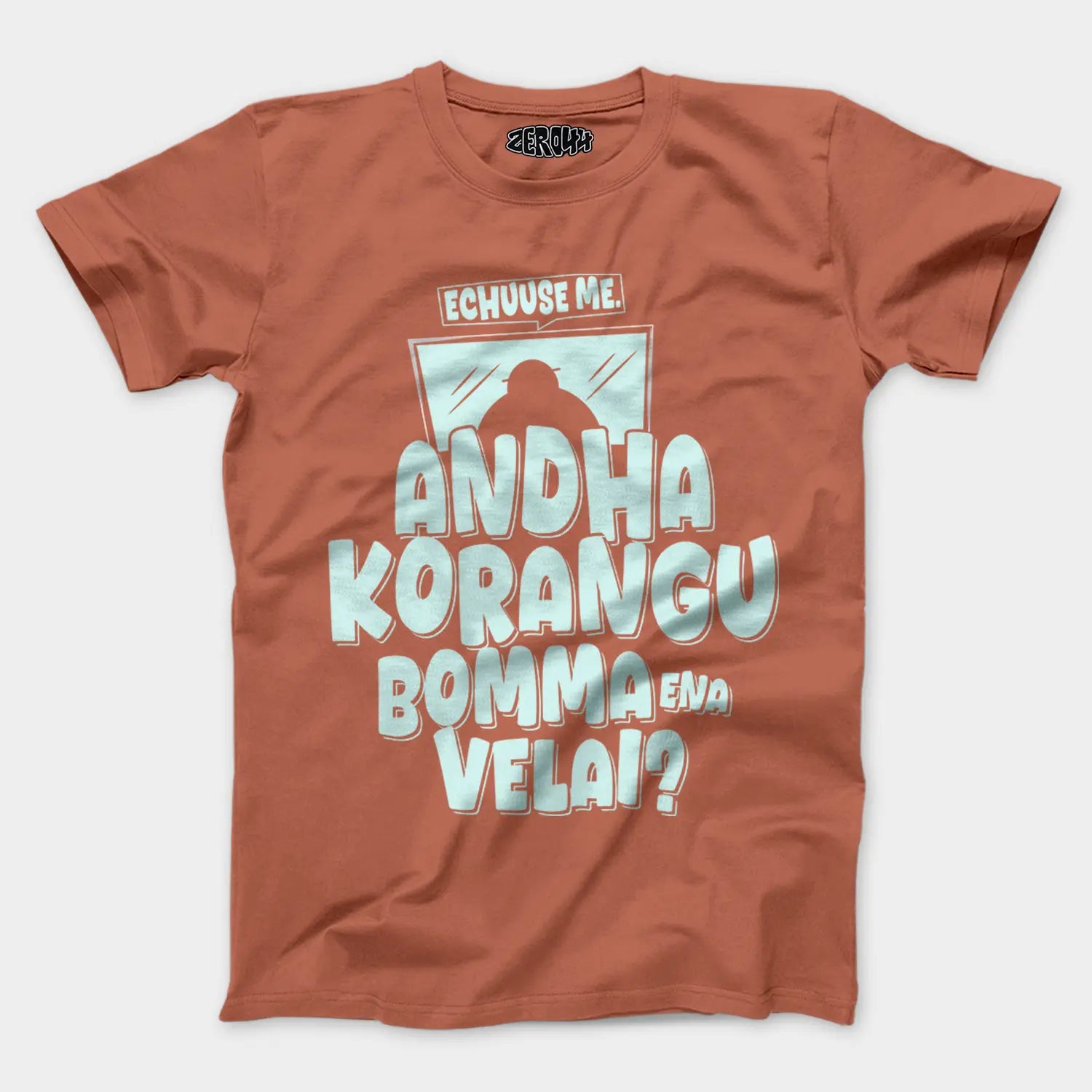 Echuuse Me Andha Korangu Bomma Ena Velai Men/Unisex T-Shirt in Copper Color