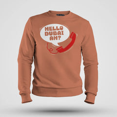 Hello Dubai Ah? Men/Unisex Sweatshirt in Coral Color