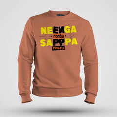 Neenga Romba Sappaa Phigru Men/Unisex Sweatshirt in Coral Color