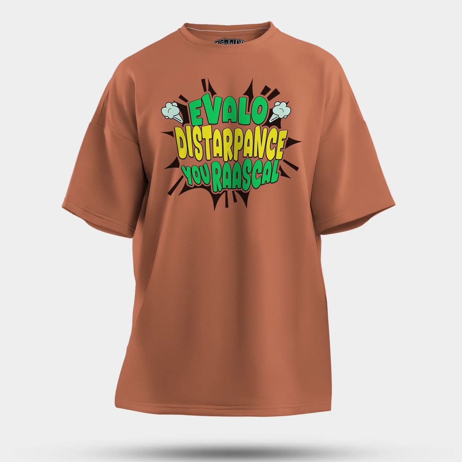Evalo Distarpance You Raascal Men/Unisex Oversized T-Shirt in Coral Color