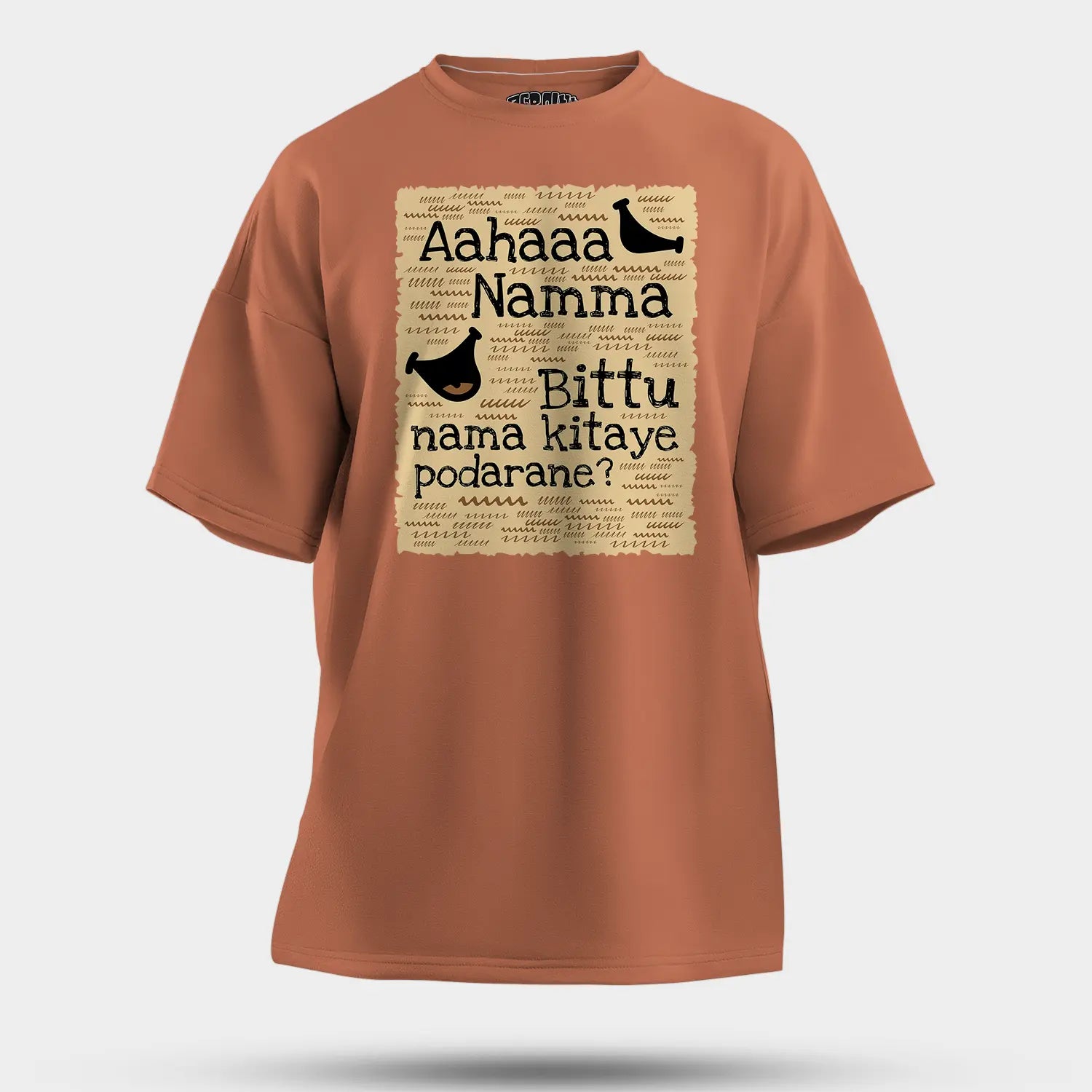 Aahaaa Namma Bittu Nama Kitaye Podarane Men/Unisex Oversized T-Shirt in Coral Color